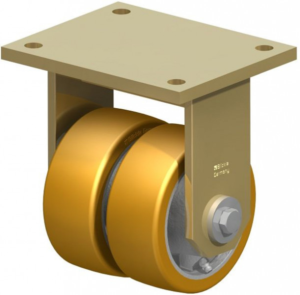 Blickle BSD-GTH 127K Stahlgeschweißte Schwerlast-Doppel-Bockrolle, Blickle Extrathane®, Hellbraun, 294108