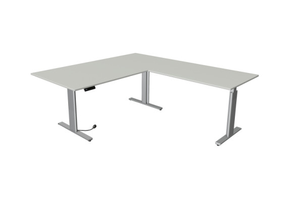 Kerkmann Sitz-/Stehtisch Move 3 silber B 2000 x T 1000 mm mit Anbauelement 1200 x 800 mm, lichtgrau, (Montage), 10235611-1
