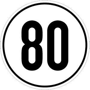 Moedel Geschwindigkeitsschild, 80 km/h, Folie, Ø 200 mm, 54283