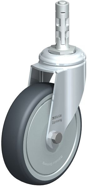 Blickle LKRA-TPA 126K-11-FK-E11 Apparate-Lenkrolle mit Expander, Thermoplastisches Gummi-Elastomer, Grau, 657635