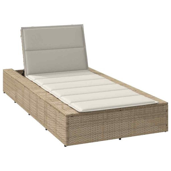 vidaXL Sonnenliege mit schwebender Auflage Beige Poly Rattan, 4104206