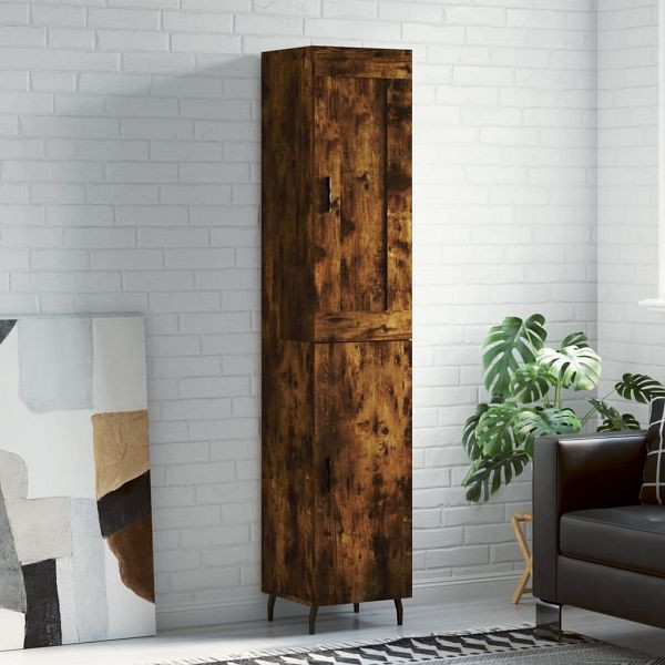 vidaXL Highboard Räuchereiche 34,5x34x180 cm Holzwerkstoff, 3200150