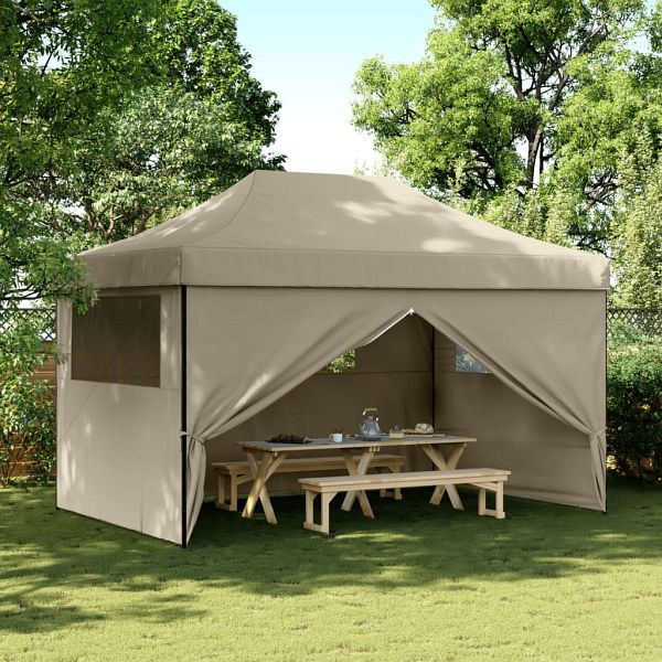 vidaXL Partyzelt Faltbar Pop-Up mit 4 Seitenteilen Taupe, 4004978