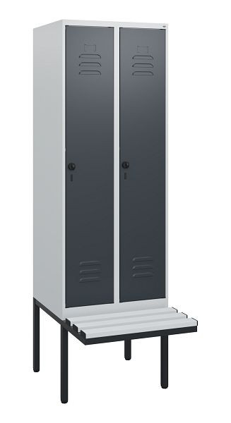 C+P Umkleidespind Classic PLUS, 2 Abteile, 1950x600x815mm, 7035/7016, Drehriegel, 0800405-20 S10038
