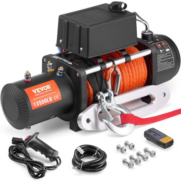 VEVOR Seilwinde Elektrisch 12V 6123kg Elektrowinde Motorwinde synthetisches Seil, DDHCSJPYXWXYBQ8X5V9