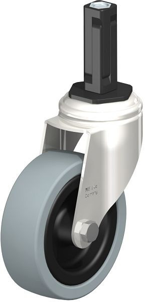 Blickle LKRXA-VPA 101G-11-EXV12 Edelstahl-Apparate-Lenkrolle mit Expander, Vollgummi, Grau, 853269