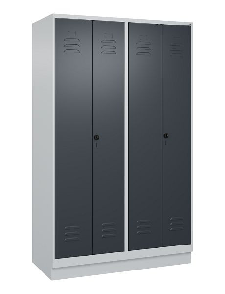 C+P Umkleidespind Classic PLUS SW, Sockel, 4 Abteile, 1950x1200x500mm, 7035/7016, Drehriegel, 080022-40 S10008