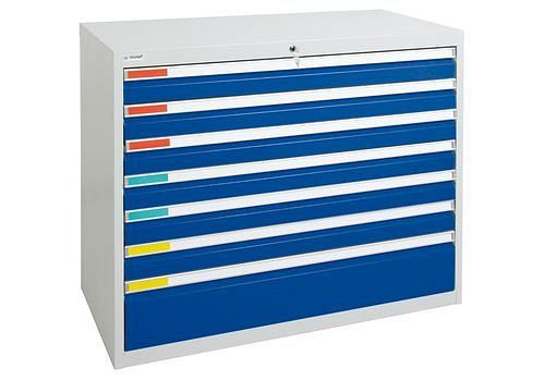 stumpf Schubladenschrank MovaFlex 500, 7 Schubladen, lichtgrau/enzianblau, B 1000 mm, H 900 mm, 251901
