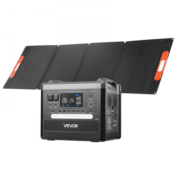 VEVOR Tragbare 2400W Powerstation, 200W Solarpanel, 2160Wh LiFePO4-Akku, 10 Ausgänge, Für Zuhause, Camping, RV, KZSCNDYTJZDTG9GZZ001V2
