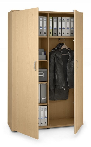 Deskin Garderobenschrank MULTI M pro, Dekor: Buchedekor, BxHxT: 1200 x 1890 x 420 mm, 250420