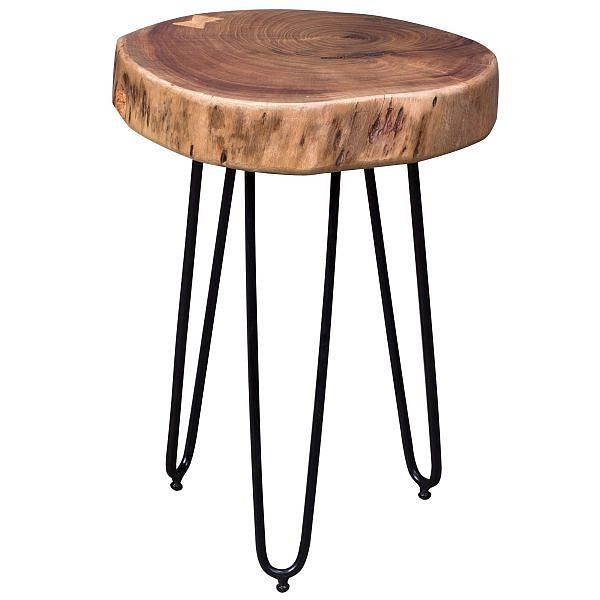 Wohnling Massivholz Akazie Beistelltisch BAGLI 35 x 35 cm, Massiv, Echtholz Baumkante, WL1.549