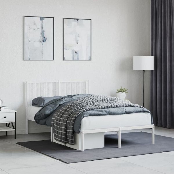 vidaXL Bettgestell mit Kopfteil Metall Weiß 120x190 cm, 374483