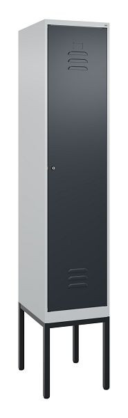 C+P Umkleidespind Classic PLUS mit Mitteltrennwand, Gestell, 2120x400x500mm, 7035/7016, Zylinderschloss, 0800307-12F S10023