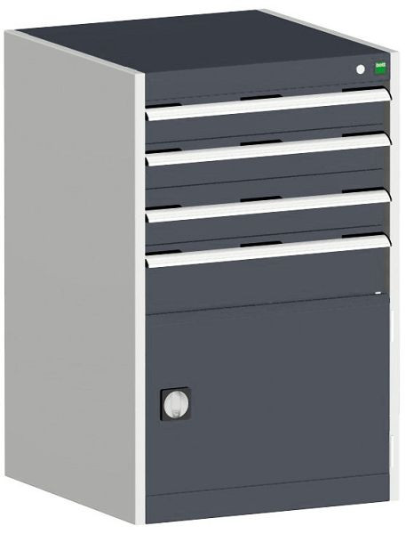 bott cubio Schubladenschrank bestückt mit 4 Schubladen, Tür BxTxH: 650 x 525 x 1000 mm, RAL 7035/7016, 40011052.19V