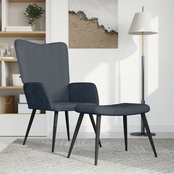 vidaXL Relaxsessel mit Hocker Dunkelgrau Samt, Füllung: Schaumstoff, 327689