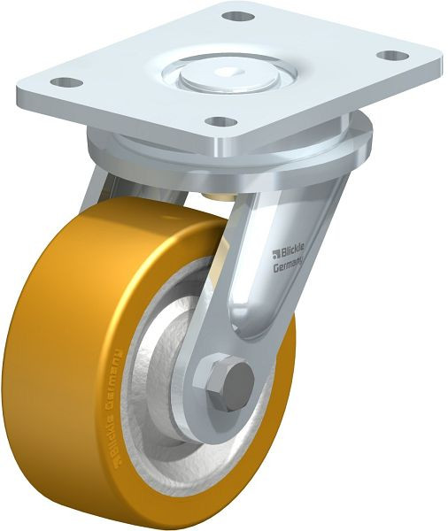 Blickle LO-SETH 125K Stahlgeschweißte Schwerlast-Lenkrolle, Blickle Extrathane®, Hellbraun, 35485