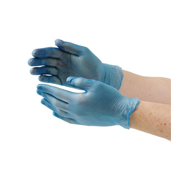 Vogue Vinyl Einmalhandschuhe Blau puderfrei, S, VE: 100 Stück, CF403-S