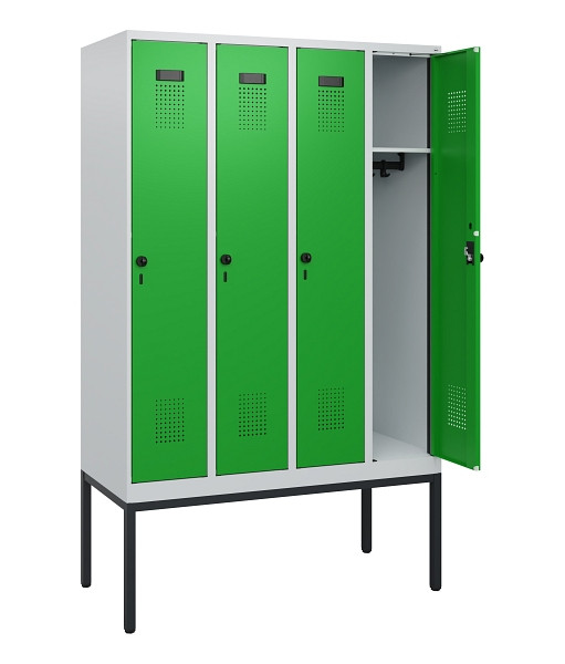 C+P Spind Evolo PLUS, Gestell, 4 Abteile, 1950x1200x500mm, 7035/6037, Drehriegel, 0490305-40 S10011