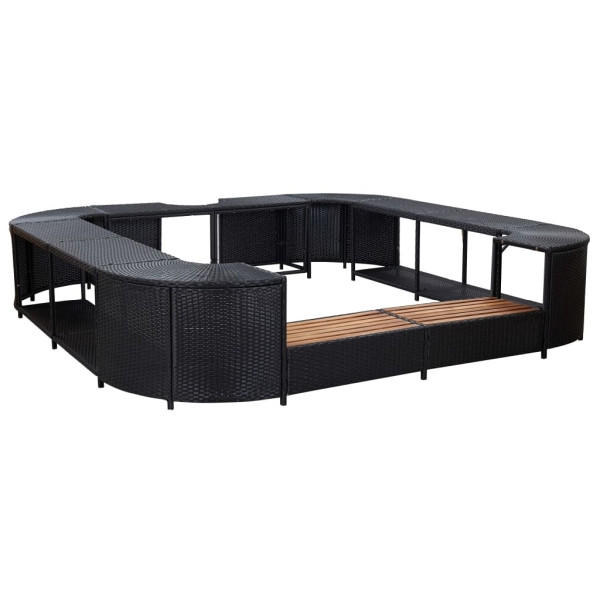vidaXL Whirlpool-Umrandung Quadratisch Schwarz 268x268x55 Poly Rattan, 46073