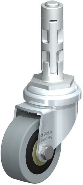 Blickle LRA-VPA 50K-E01 Apparate-Lenkrolle mit Expander, Vollgummi, Grau, 466078