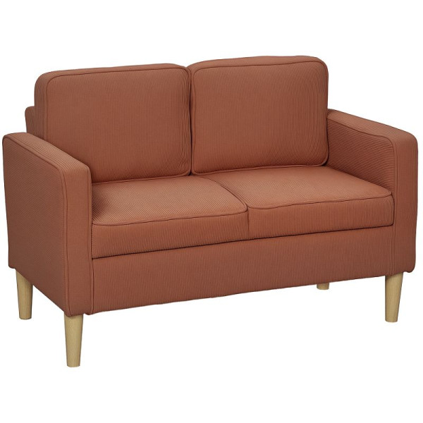HOMCOM Zweisitzer-Sofa mit Stauraum und soliden Holzbeinen, für Wohnzimmer, Schlafzimmer, 117 x 63 x 79 cm, Orange, 83B-130V00PK