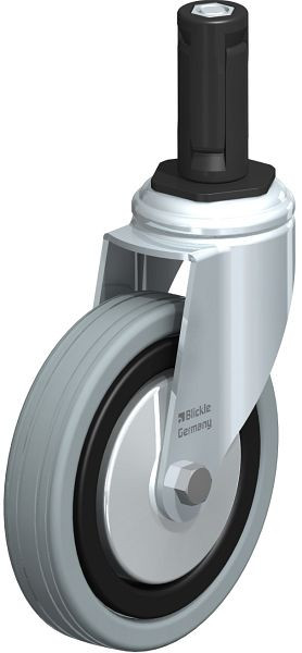 Blickle LKRA-VPA 125K-11-FA-ER13 Apparate-Lenkrolle mit Expander, Vollgummi, Grau, 848300