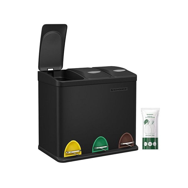 SONGMICS Mülleimer 24 Liter schwarz, LTB24BK, 6955880394166