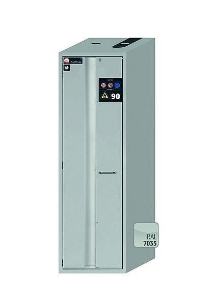 asecos Sicherheitsschrank S-PHOENIX-90, S90.196.060.075.FDAS in lichtgrau RAL 7035 mit 4x Auszugswanne Standard (Edelstahl), 30313-001-30323