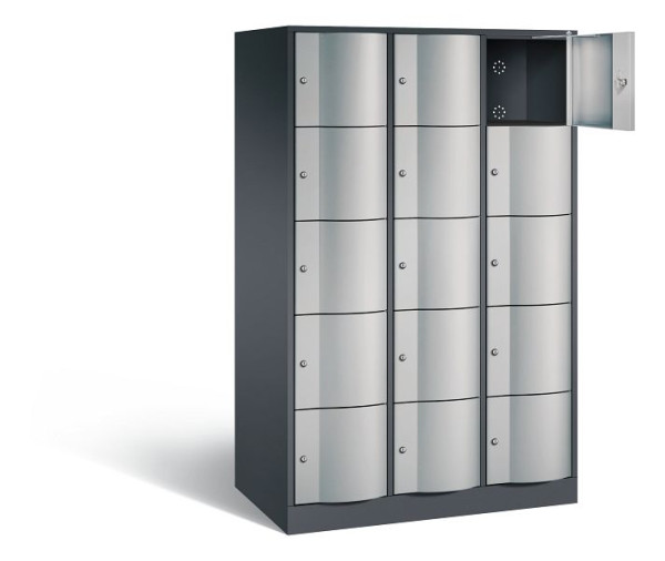C+P XL-Schließfachschrank Resisto, H1950xB1148xT640mm, Farbe: Schwarzgrau / Weißaluminium, 8570-373 S10007