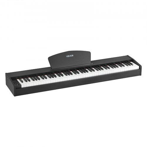 VEVOR Gewichtetes Digitalpiano, 88 Tasten, Doppeltastatur, Lautsprecher, Notenständer, Sustain-Pedal, 280 Töne, Schwarz, QPZBZSZCGQ88EEXG3001V2