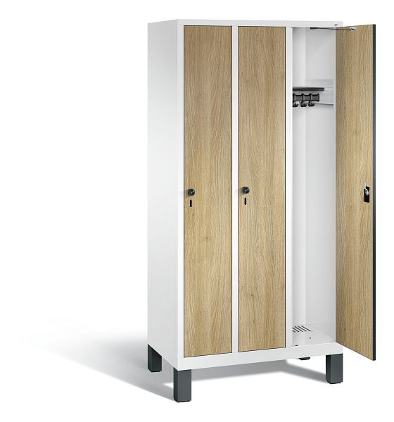 C+P Garderobenschrank Evolo, H1850xB900xT500mm, Farbe: Verkehrsweiß / Dekor Eiche Sereno, 48010-30 S10688