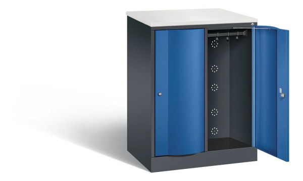 C+P Garderobenschrank Resisto, H1077xB772xT540mm, Farbe: Schwarzgrau / Enzianblau, 8271-272 S10055