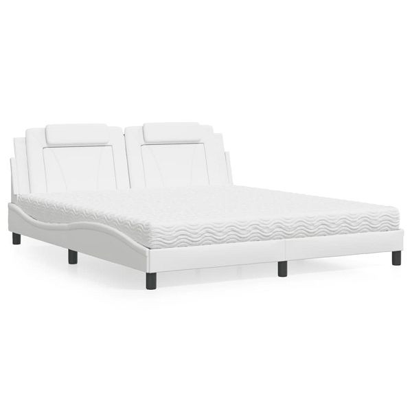 vidaXL Bett mit Matratze Weiß 180x200 cm Kunstleder, 3208811