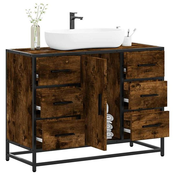 vidaXL Waschbeckenunterschrank Räuchereiche 80x33x60 cm Holzwerkstoff, 849281