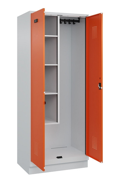 C+P Putzmittel-Spind Evolo PLUS, mit Sockel, 2 Abteile, 1950x800x500mm, 7035/200, Zylinderschloss, 049120-02 S10029