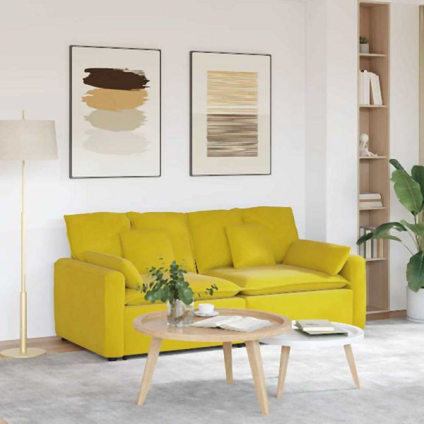 vidaXL Modulares Sofa mit Kissen Gelb, 3321135, 8721158641496