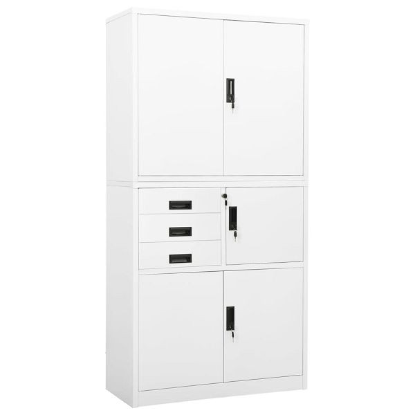 vidaXL Büroschrank Weiß 90x40x180 cm Stahl, Material: Stahl, 336413
