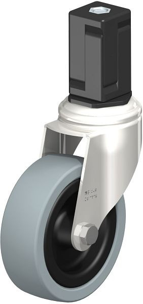 Blickle LKRXA-VPA 101G-11-EXV17 Edelstahl-Apparate-Lenkrolle mit Expander, Vollgummi, Grau, 853273
