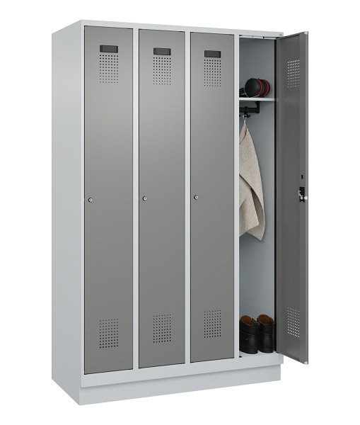 C+P Spind Evolo PLUS, mit Sockel, 4 Abteile, 1950x1200x500mm, 7035/0004, Verschluss Zylinderschloss, Ablageböden 4, 049020-40 S10041