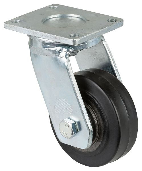 BS Rollen Schwerlastrolle, Rad-Breite 38 mm, Rad-Ø 100 mm, Tragfähigkeit 150 kg, Elastik-Reifen schwarz, Radkörper Guss, Kugellager, RR100.B81.100