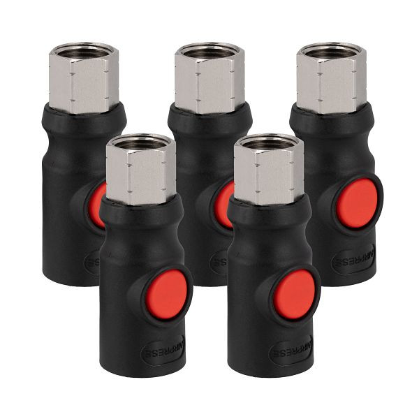 Airpress Sicherheitskupplung 1/2" IG Euro 7,2 – 5er Set – Druckknopf, 43E804-5