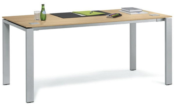 Deskin Schreibtisch 4-Fuß Basic EVO, Wildeiche, Gestell Alusilber RAL 9006, B 1800 x T 800 x H 730 mm, 275150