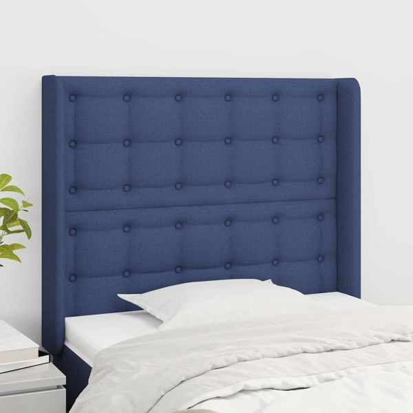 vidaXL Kopfteil mit Ohren Blau 93x16x118/128 cm Stoff, 3120002