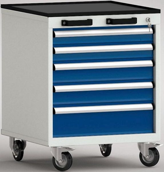 KLW Standard-Werkzeugwagen, 572 x 655 x 750 mm, mit 4-seitigem Abrollrand, inklusive Riefengummi-Auflage, FEA0600-05ESV-001