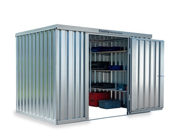 FLADAFI Materialcontainer MC 1300, verzinkt, zerlegt, ohne Boden, Doppelflügeltür (asymmetrisch) auf der 2 m Seite, F13210203-F911