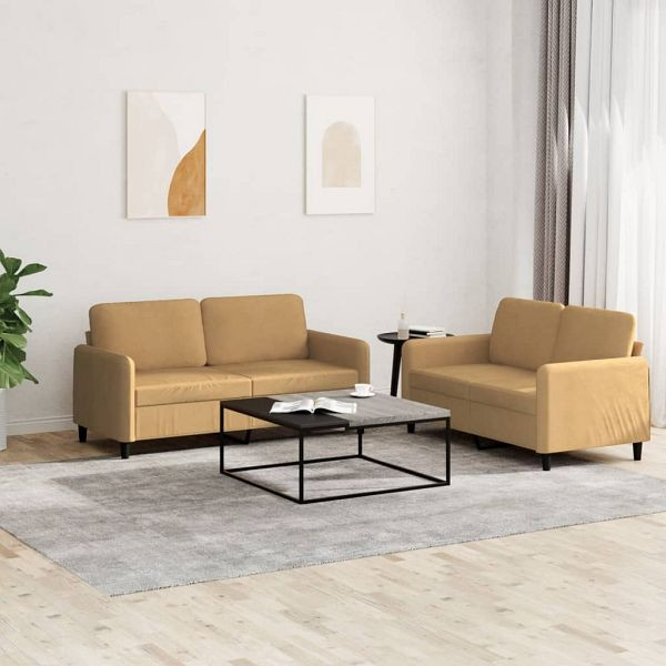 vidaXL 2-teilig Sofagarnitur Braun Samt, Füllung: Schaumstoff, 3201981