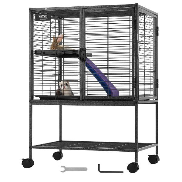 VEVOR Kleintierkäfig 2-stöckiger Frettchenkäfig Tablett Rampe 610x440x865mm, JSXDLJS24173EGCSNV0