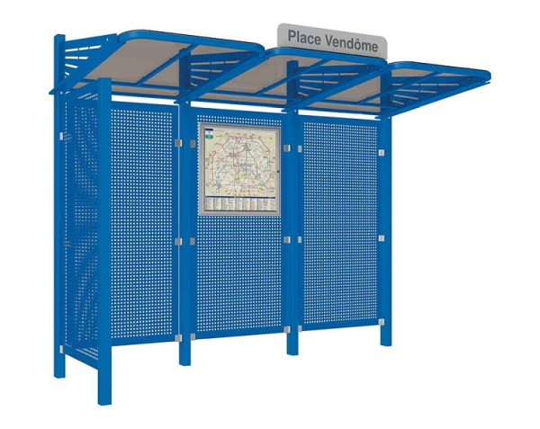 Procity Wartehalle Convi® Rückwand Und 1 Seitenverkleidung Links Aus Blech, Farbe RAL 5010, 529437.5010