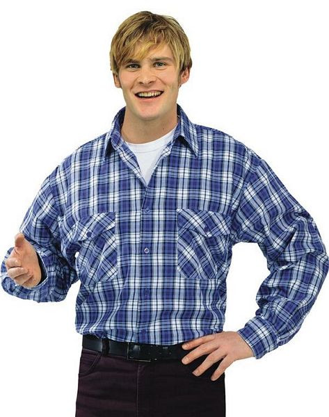 Planam Hemden Flanellhemd 2001 1/1 Arm, blau kariert, Größe 37/38, 0450037