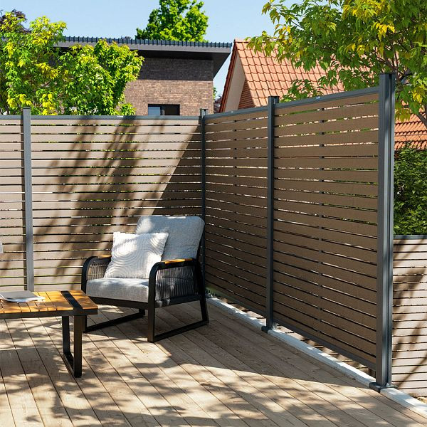 HOME DELUXE WPC Sichtschutzzaun ALIRA Teak, 2 x Element + 3 x Pfosten, 71783